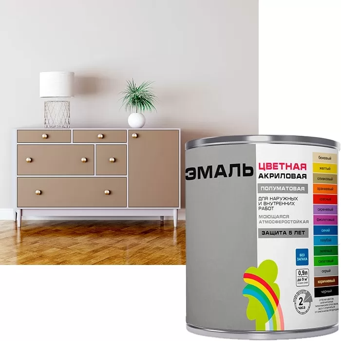 Эмаль Colors "Радуга-220" акриловая, цвет бежевый 1,9 л