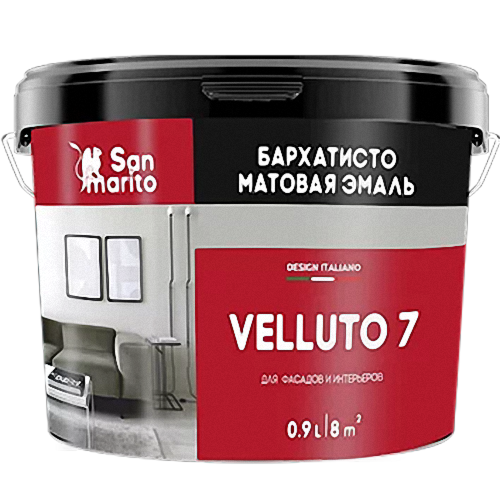 Эмаль бархатисто матовая для фасадов и интерьеров "San marito Marmo Velutto 7" база C 0,9 л